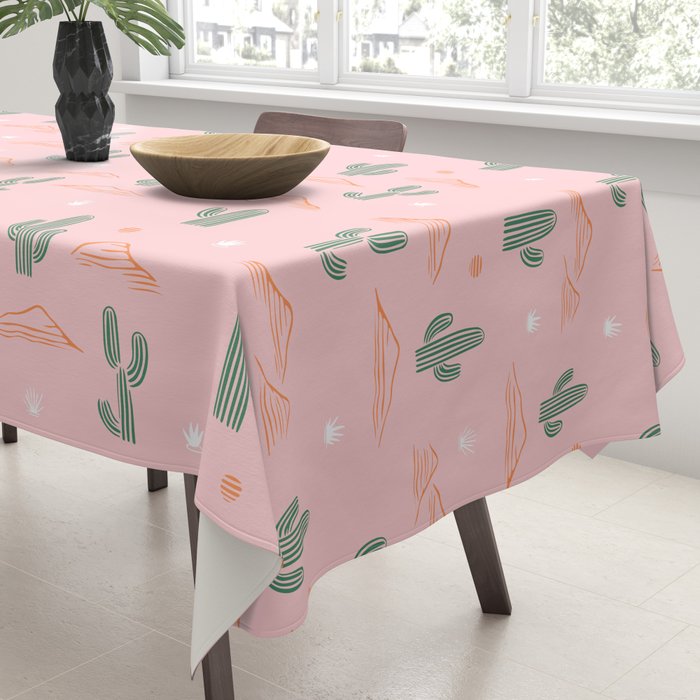 Retro hand drawn cactus plant pattern Tablecloth Gallery Image 3