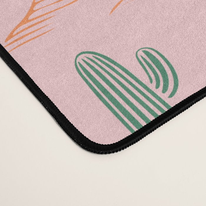 Retro hand drawn cactus plant pattern Desk Mat Gallery Image 4