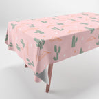 Retro hand drawn cactus plant pattern Tablecloth Gallery Image 1
