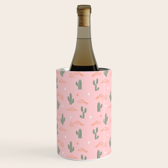 Retro hand drawn cactus plant pattern Wine Chiller Gallery Image 1