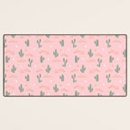 Retro hand drawn cactus plant pattern Desk Mat Gallery Image 3