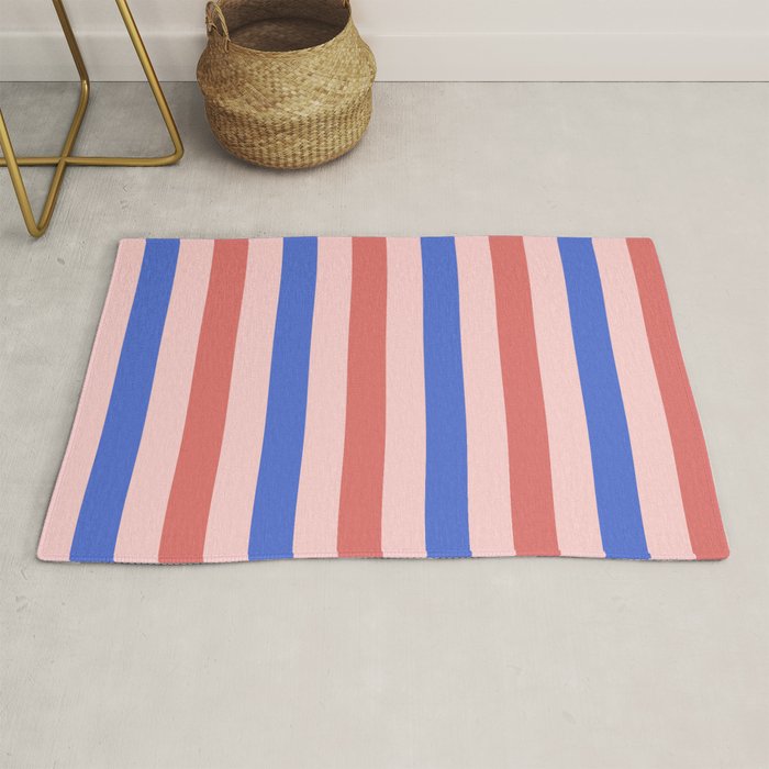Blush and blue lines Rug Gallery Image 1