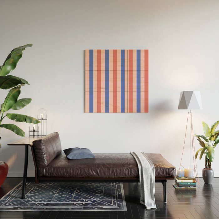 Blush and blue lines Wood Wall Art Gallery Image 2