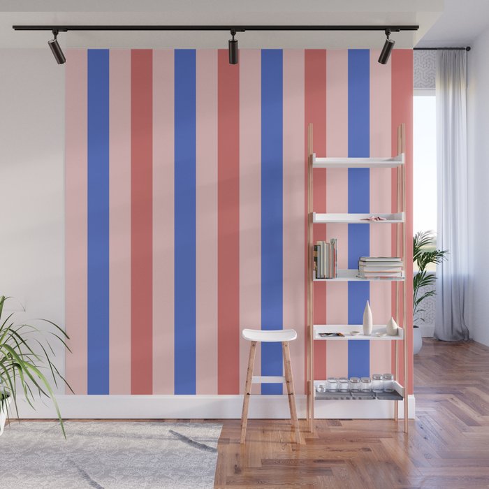 Blush and blue lines Wall Mural Gallery Image 1