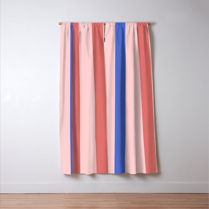 Blush and blue lines Window Curtain Gallery Image 3