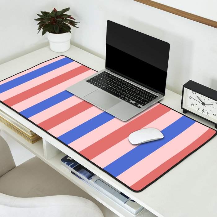 Blush and blue lines Desk Mat Gallery Image 2