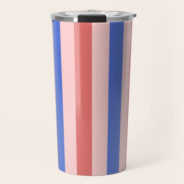 Blush and blue lines Travel Mug Gallery Image 1