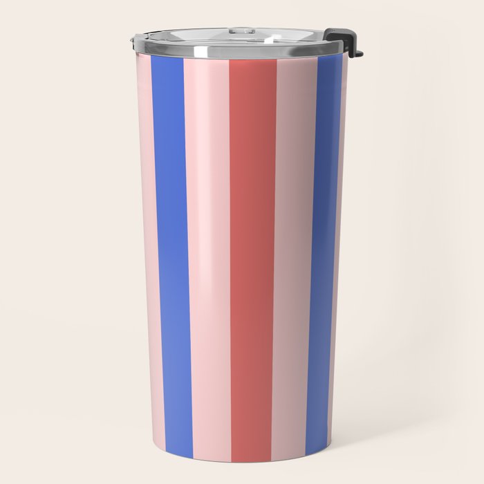 Blush and blue lines Travel Mug Gallery Image 2