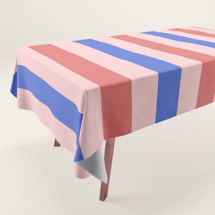 Blush and blue lines Tablecloth Gallery Image 1