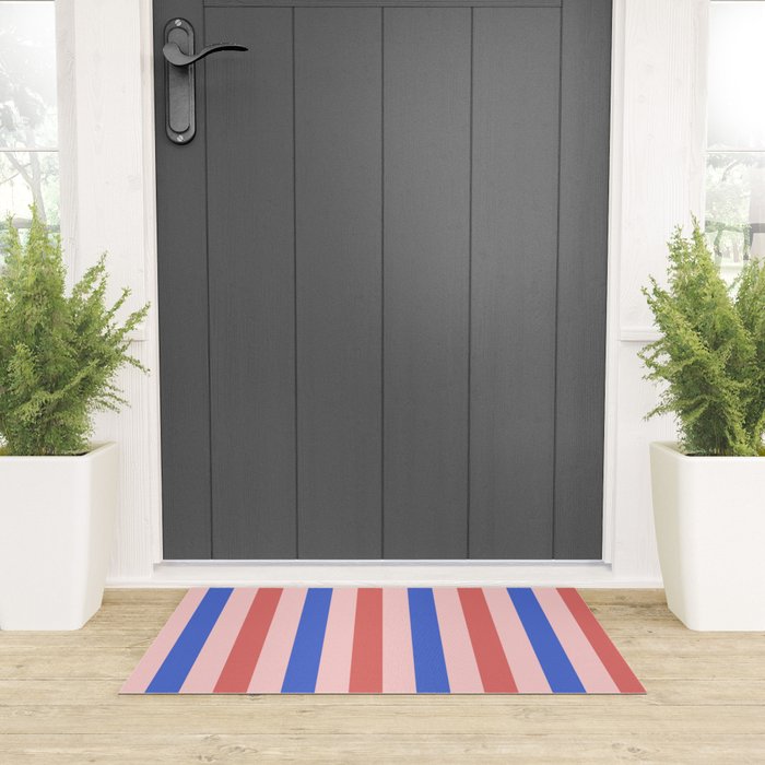 Blush and blue lines Welcome Mat Gallery Image 3