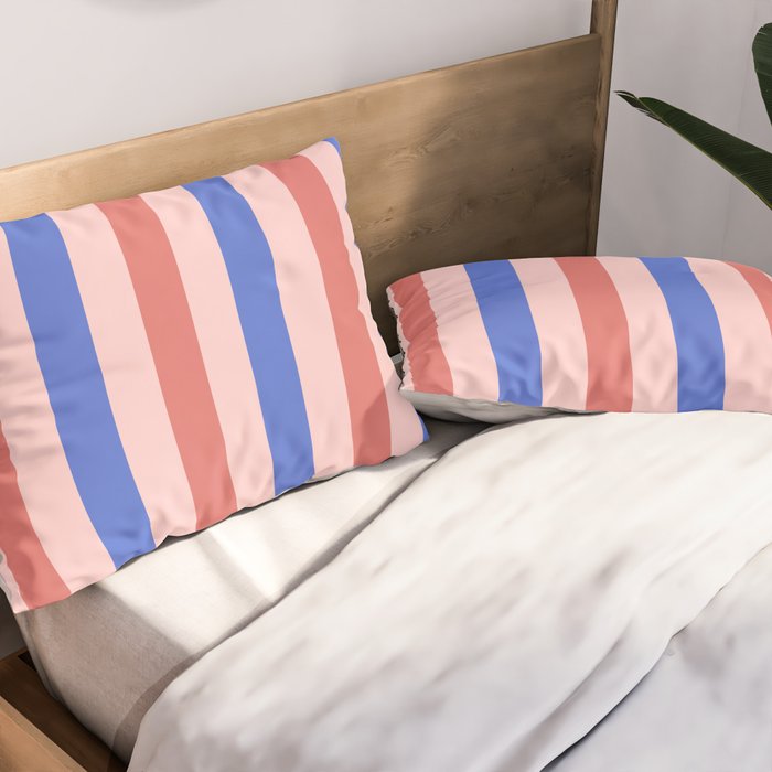 Blush and blue lines Pillow Sham Gallery Image 2