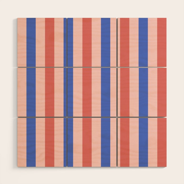 Blush and blue lines Wood Wall Art Gallery Image 1