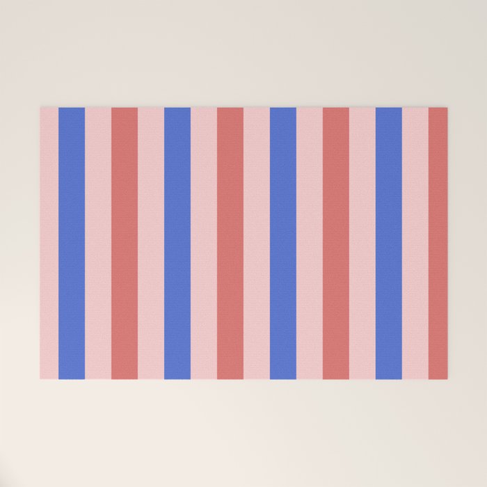 Blush and blue lines Welcome Mat Gallery Image 1