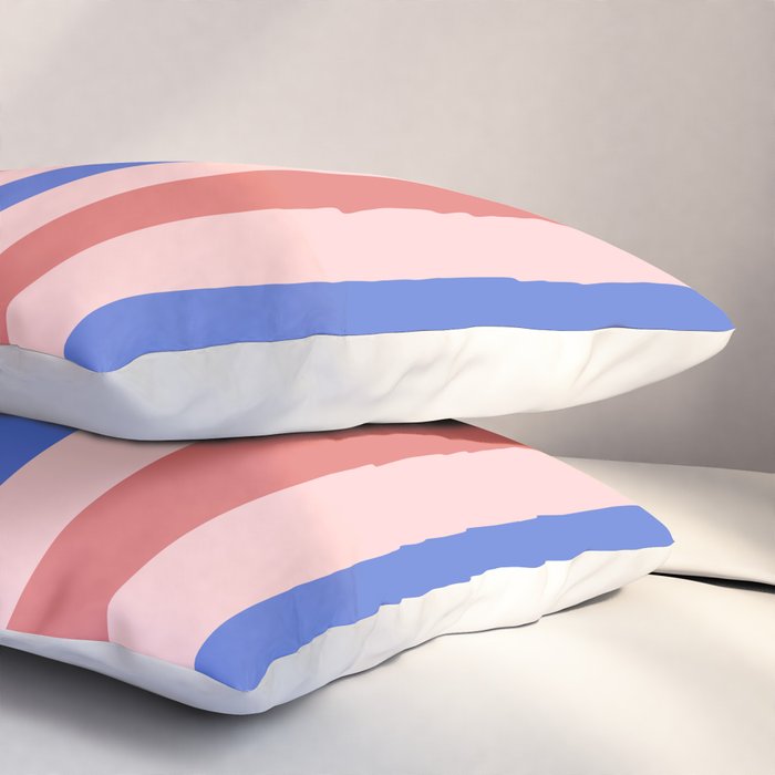 Blush and blue lines Pillow Sham Gallery Image 3