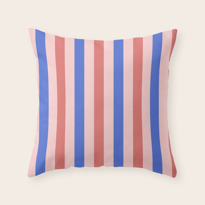 Blush and blue lines Throw Pillow Gallery Image 1
