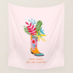 Grow where you are planted - Cowboy boot with Foliage Wall Tapestry Gallery Image 4