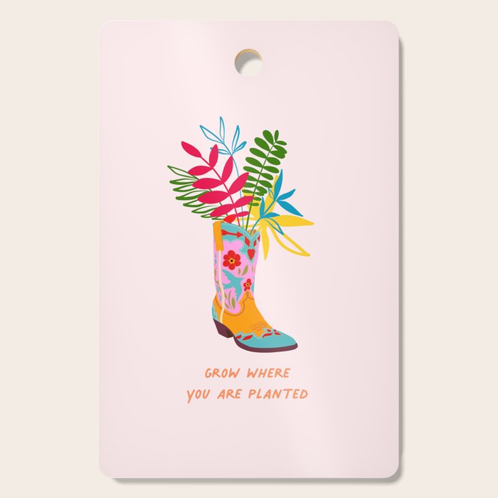 Grow where you are planted - Cowboy boot with Foliage Cutting Board Gallery Image 1