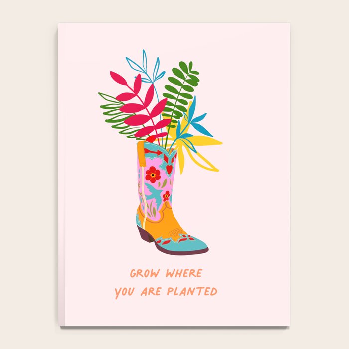 Grow where you are planted - Cowboy boot with Foliage Notebook Gallery Image 4