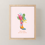Grow where you are planted - Cowboy boot with Foliage Mini Art Print Gallery Image 1