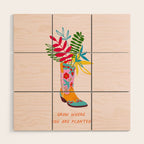 Grow where you are planted - Cowboy boot with Foliage Wood Wall Art Gallery Image 1