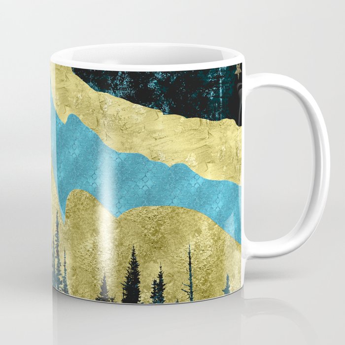 Mountain Adventure Gold Teal  Coffee Mug Gallery Image 1