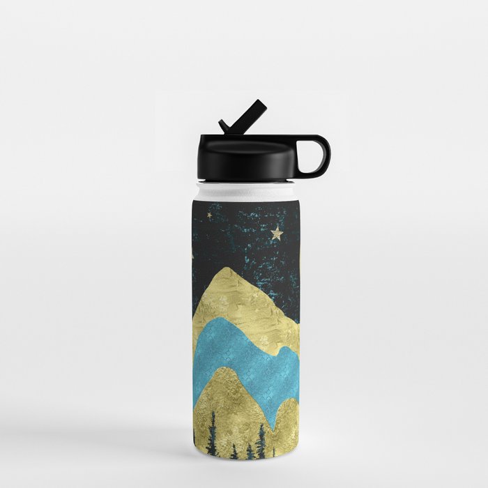 Mountain Adventure Gold Teal  Water Bottle Gallery Image 1
