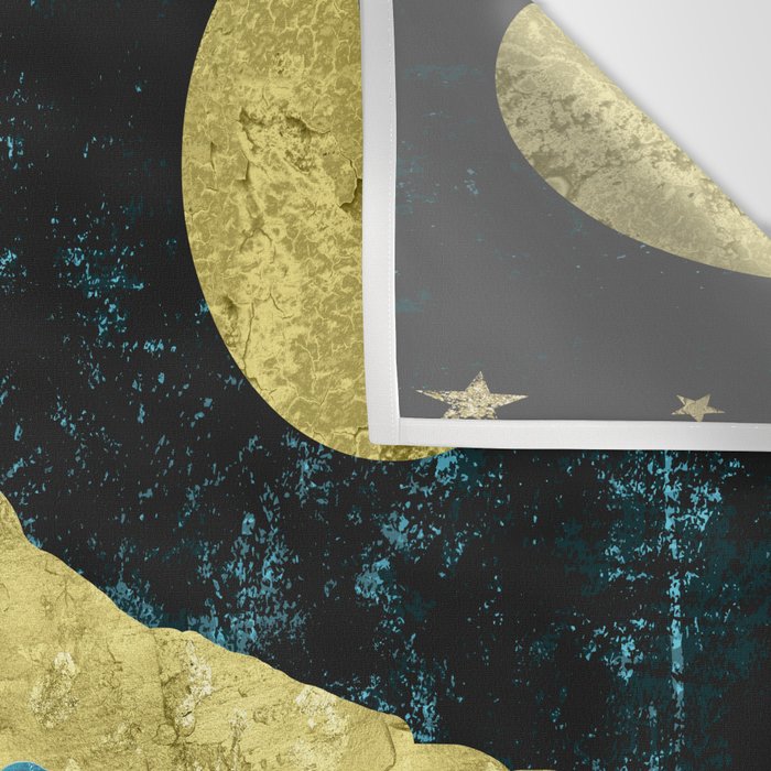 Mountain Adventure Gold Teal  Wall Tapestry Gallery Image 3