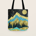 Mountain Adventure Gold Teal  Tote Bag Gallery Image 1