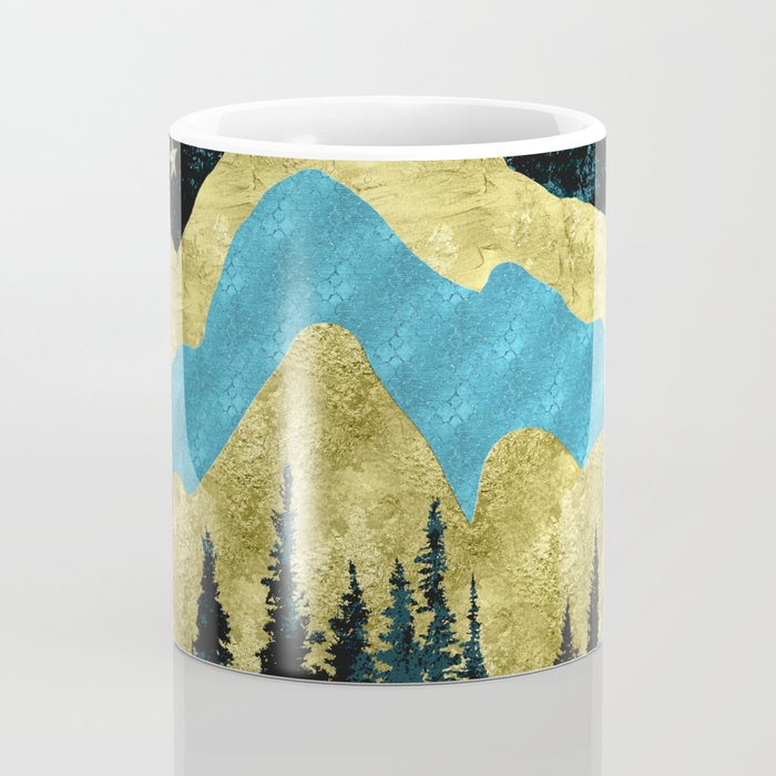 Mountain Adventure Gold Teal  Coffee Mug Gallery Image 4