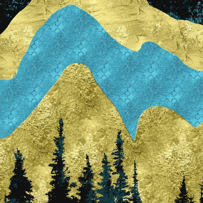 Mountain Adventure Gold Teal  Coffee Mug Gallery Image 2