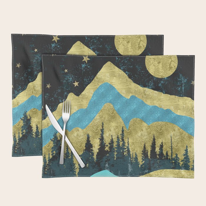 Mountain Adventure Gold Teal  Placemat Gallery Image 1