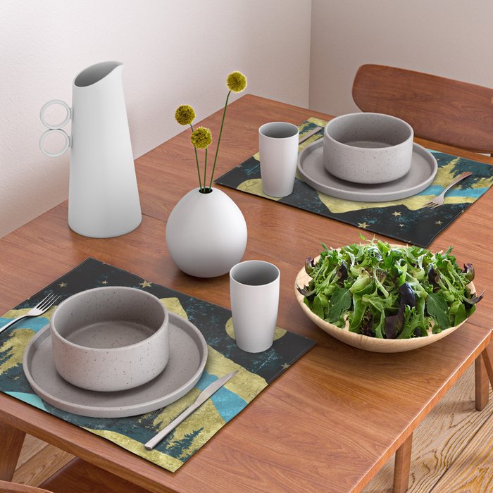 Mountain Adventure Gold Teal  Placemat Gallery Image 2