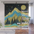 Mountain Adventure Gold Teal  Wall Mural Gallery Image 1