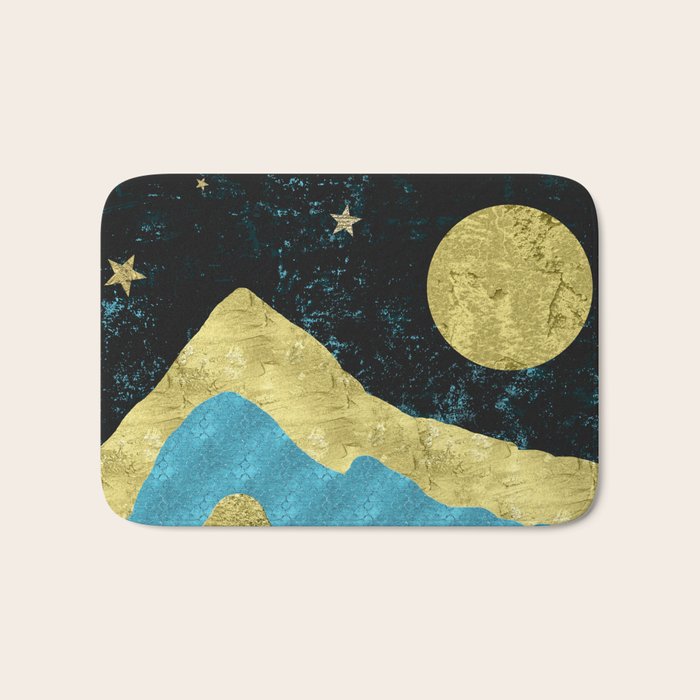 Mountain Adventure Gold Teal  Bath Mat Gallery Image 1