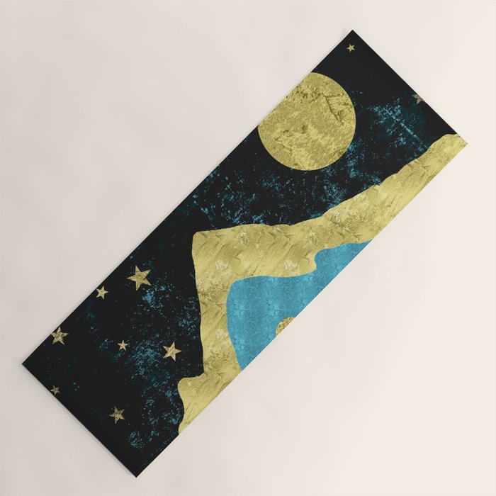 Mountain Adventure Gold Teal  Yoga Mat Gallery Image 1