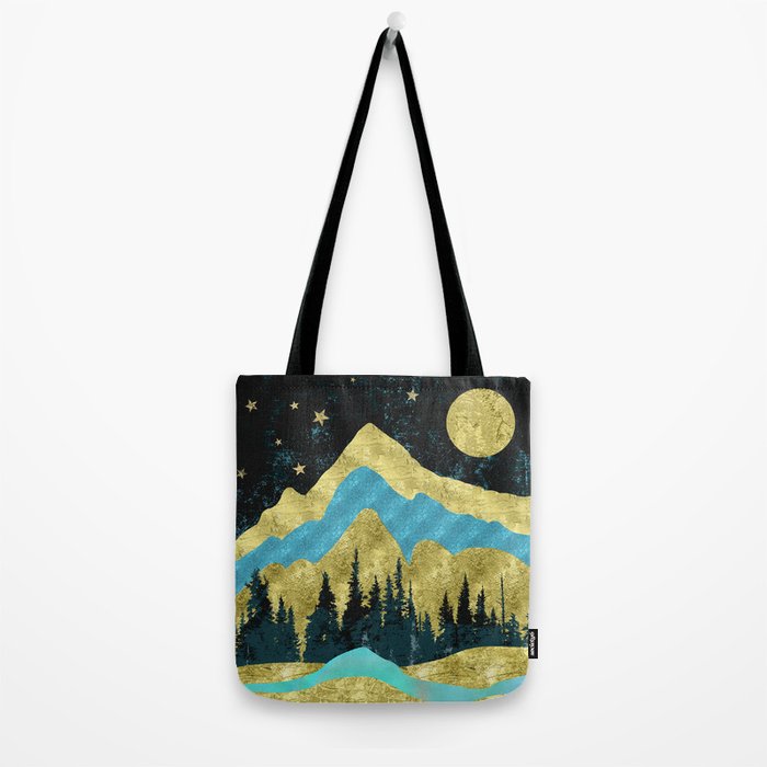 Mountain Adventure Gold Teal  Tote Bag Gallery Image 2