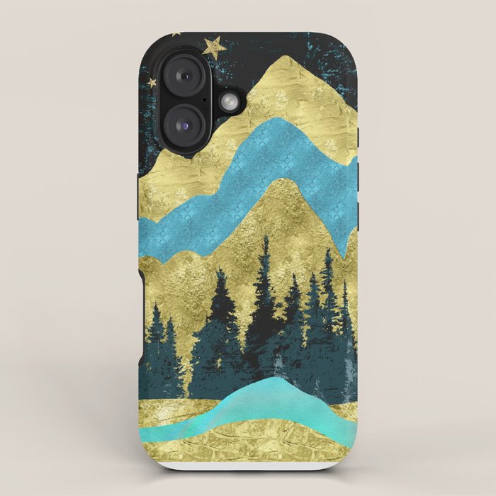 Mountain Adventure Gold Teal  iPhone Case Gallery Image 1