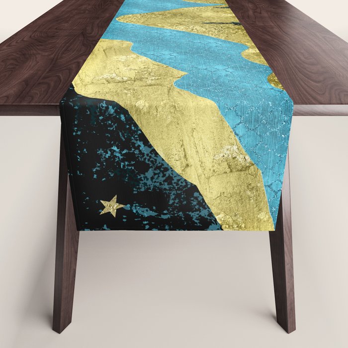 Mountain Adventure Gold Teal  Table Runner Gallery Image 1