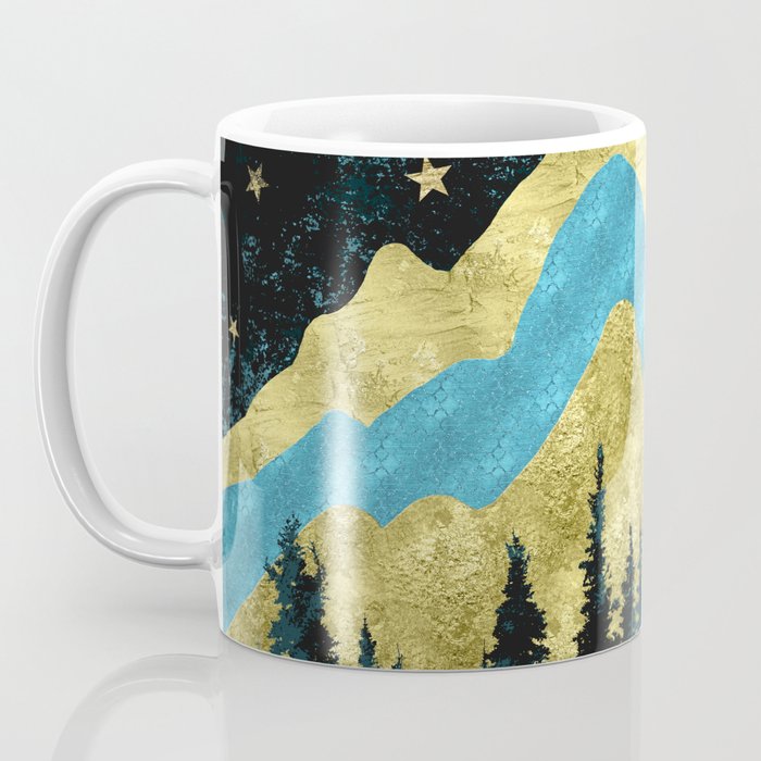Mountain Adventure Gold Teal  Coffee Mug Gallery Image 3