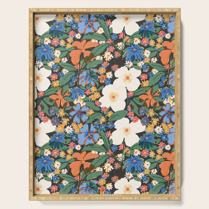 Grandma's Garden Dark Background Serving Tray Gallery Image 1