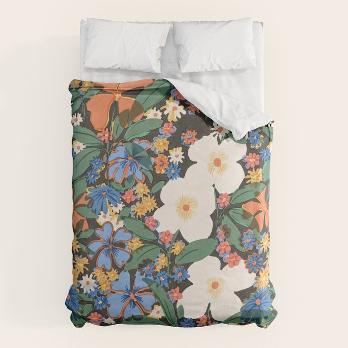 Grandma's Garden Dark Background Duvet Cover Gallery Image 6