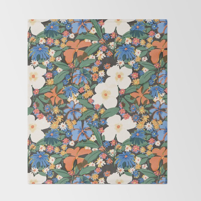 Grandma's Garden Dark Background Throw Blanket Gallery Image 2