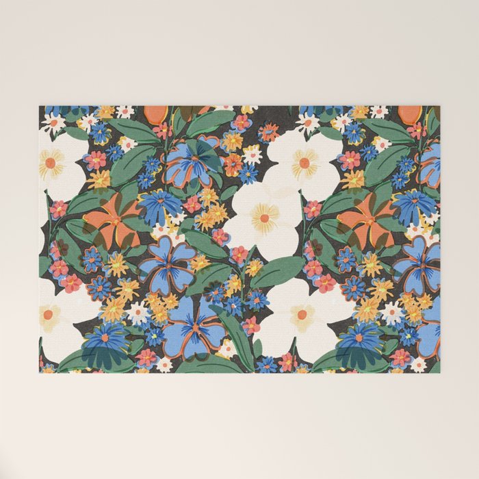 Grandma's Garden Dark Background Welcome Mat Gallery Image 1