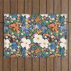 Grandma's Garden Dark Background Outdoor Rug Gallery Image 1
