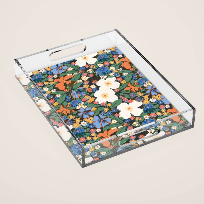Grandma's Garden Dark Background Acrylic Tray Gallery Image 1
