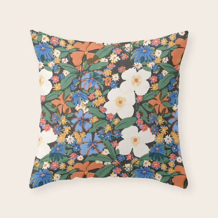 Grandma's Garden Dark Background Throw Pillow Gallery Image 1