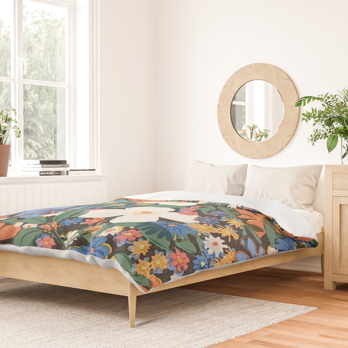 Grandma's Garden Dark Background Duvet Cover Gallery Image 2