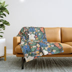 Grandma's Garden Dark Background Throw Blanket Gallery Image 1