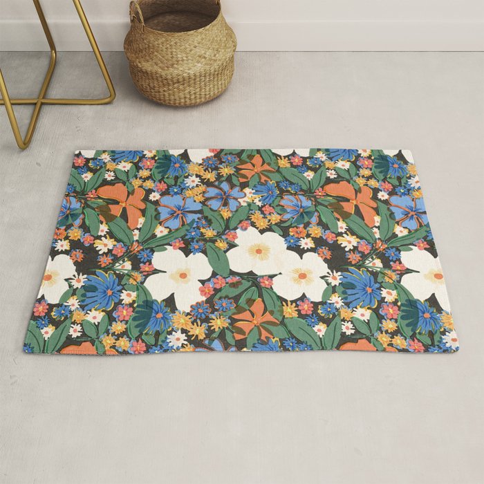 Grandma's Garden Dark Background Rug Gallery Image 1
