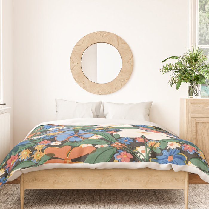 Grandma's Garden Dark Background Duvet Cover Gallery Image 3